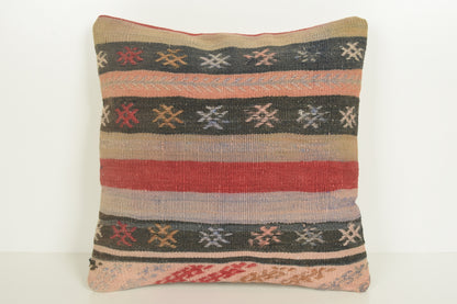 Turkish Kilim Pillow Cover 16x16 " 40x40 cm. D03301