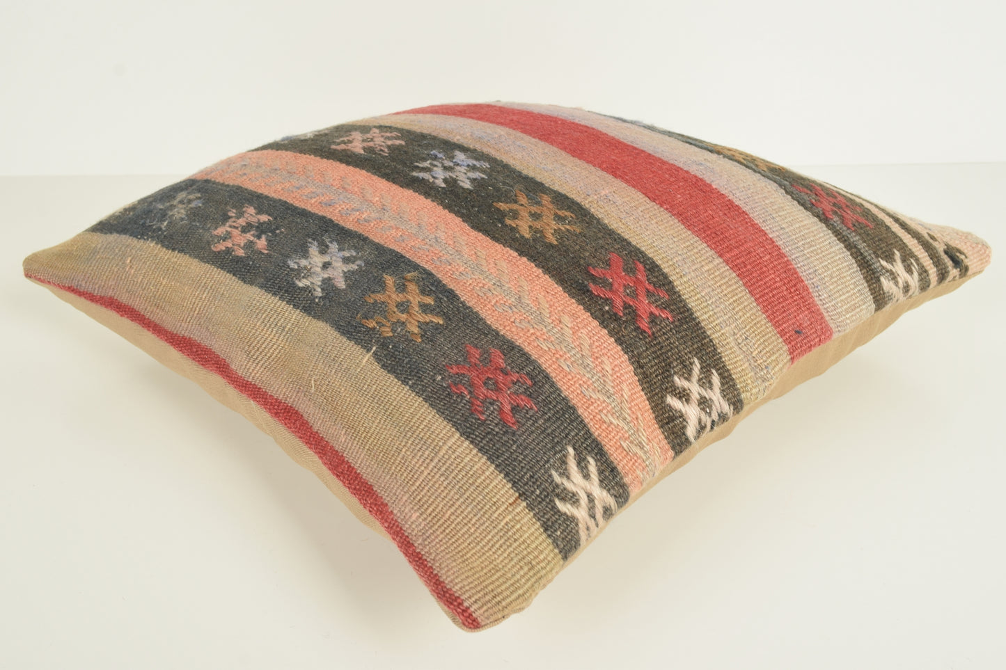 Turkish Kilim Pillow Cover 16x16 " 40x40 cm. D03301