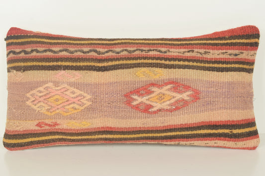 Turkish Lumbar Kilim Pillow Cover 10x20 " 25x50 cm. G00802