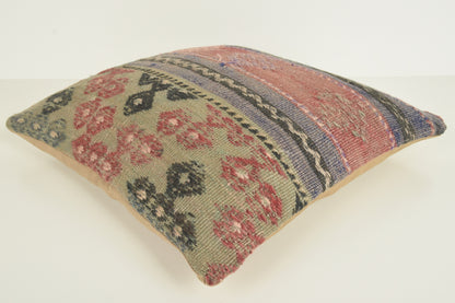 Turkish Kilim Pillow Cover 16x16 " 40x40 cm. D03302