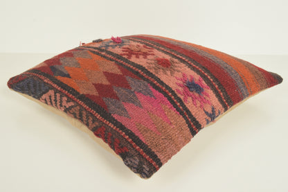 Turkish Kilim Pillow Cover 16x16 " 40x40 cm. D03304