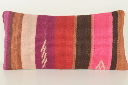 Turkish Lumbar Kilim Pillow Cover 10x20 " 25x50 cm. G00805