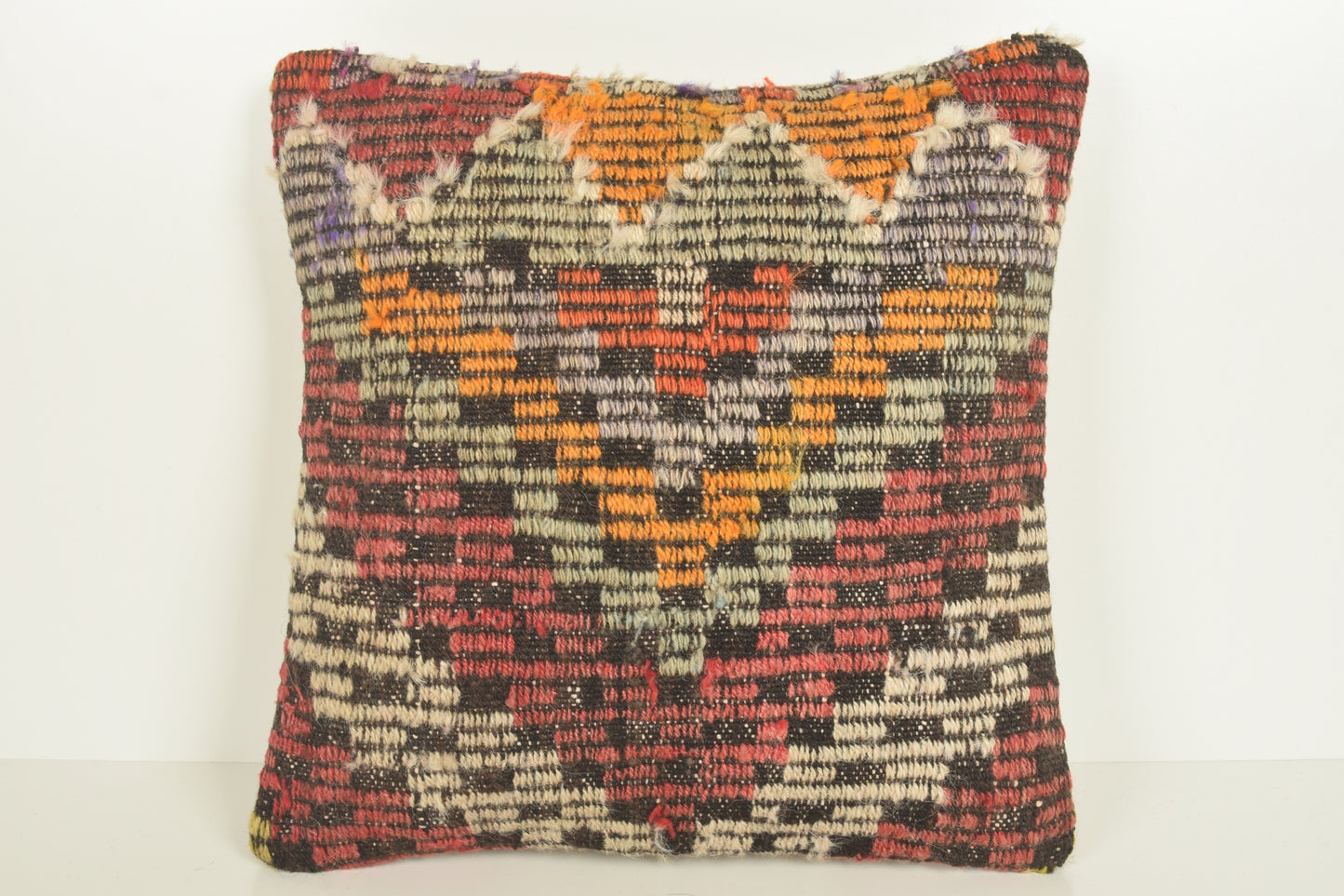 Turkish Kilim Pillow Cover 16x16 " 40x40 cm. D03308