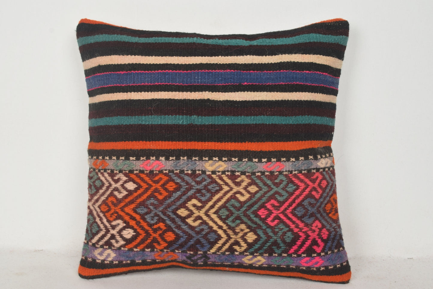 Orange Green Pink Turkish Kilim Rugs Ebay Pillow C00708 18x18 " - 45x45 cm.