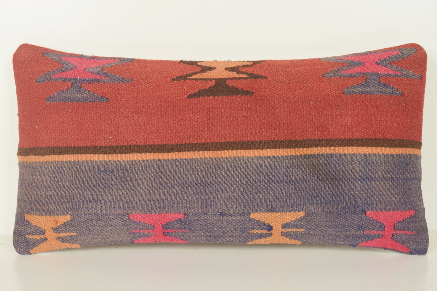 Turkish Lumbar Kilim Pillow Cover 10x20 " 25x50 cm. G00808