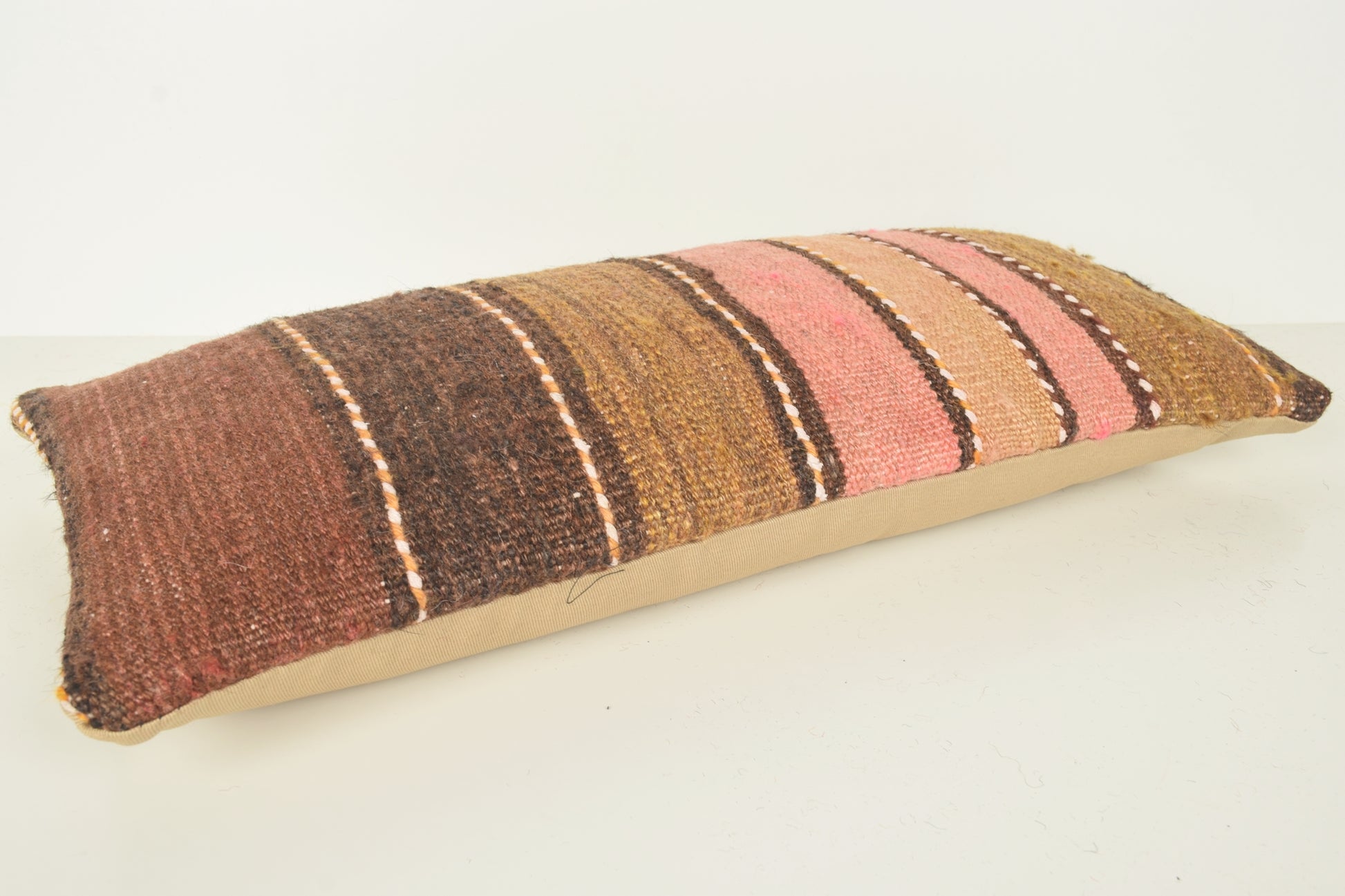 Turkish Lumbar Kilim Pillow Cover 10x20 " 25x50 cm. G01011