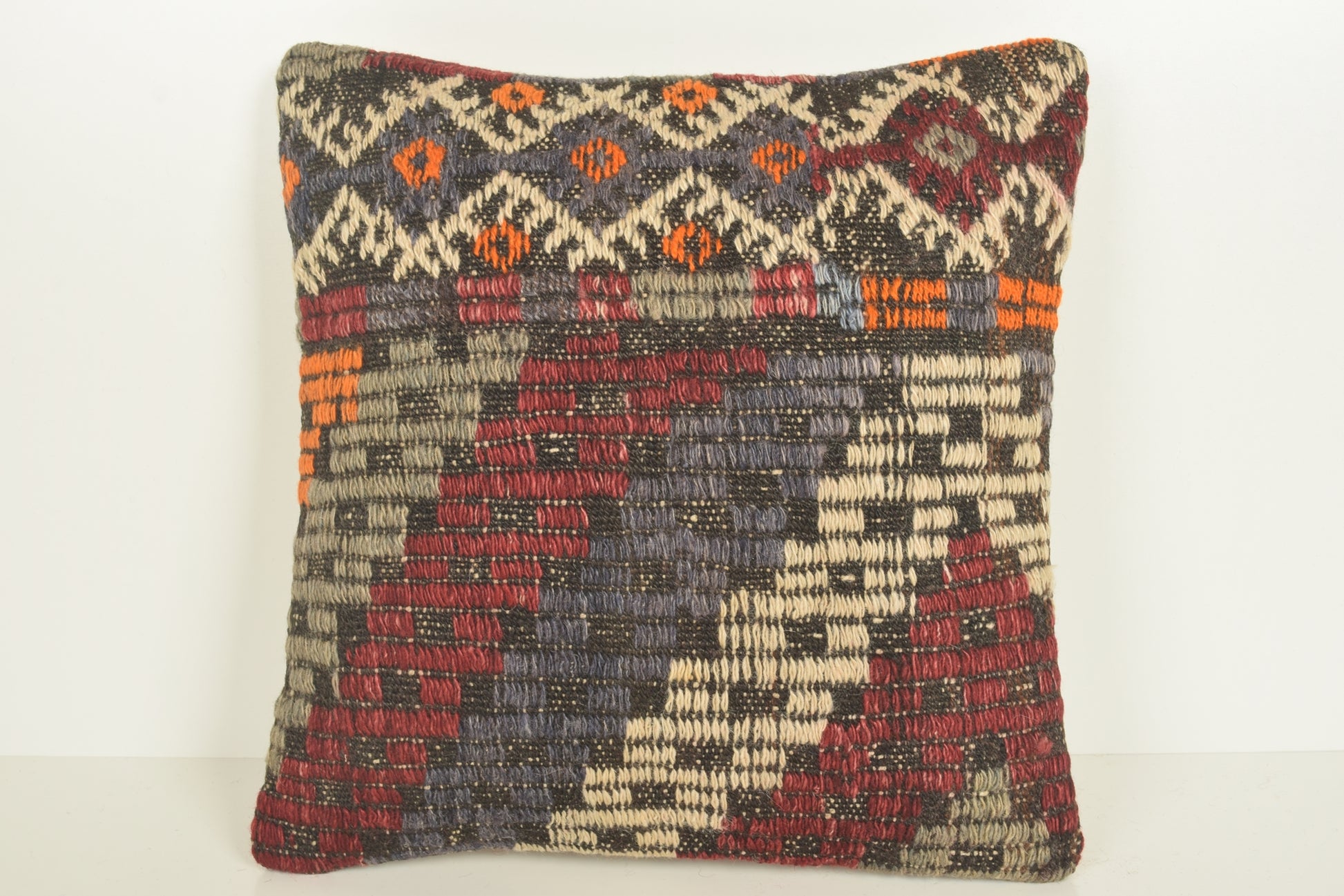 Turkish Kilim Pillow Cover 16x16 " 40x40 cm. D03312