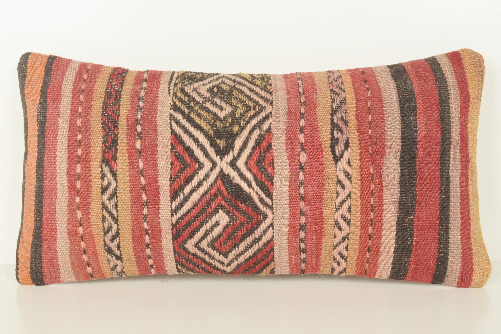 Turkish Lumbar Kilim Pillow Cover 10x20 " 25x50 cm. G00813