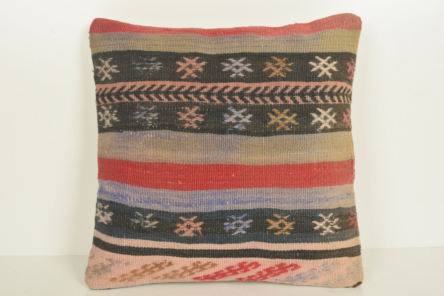 Turkish Kilim Pillow Cover 16x16 " 40x40 cm. D03314