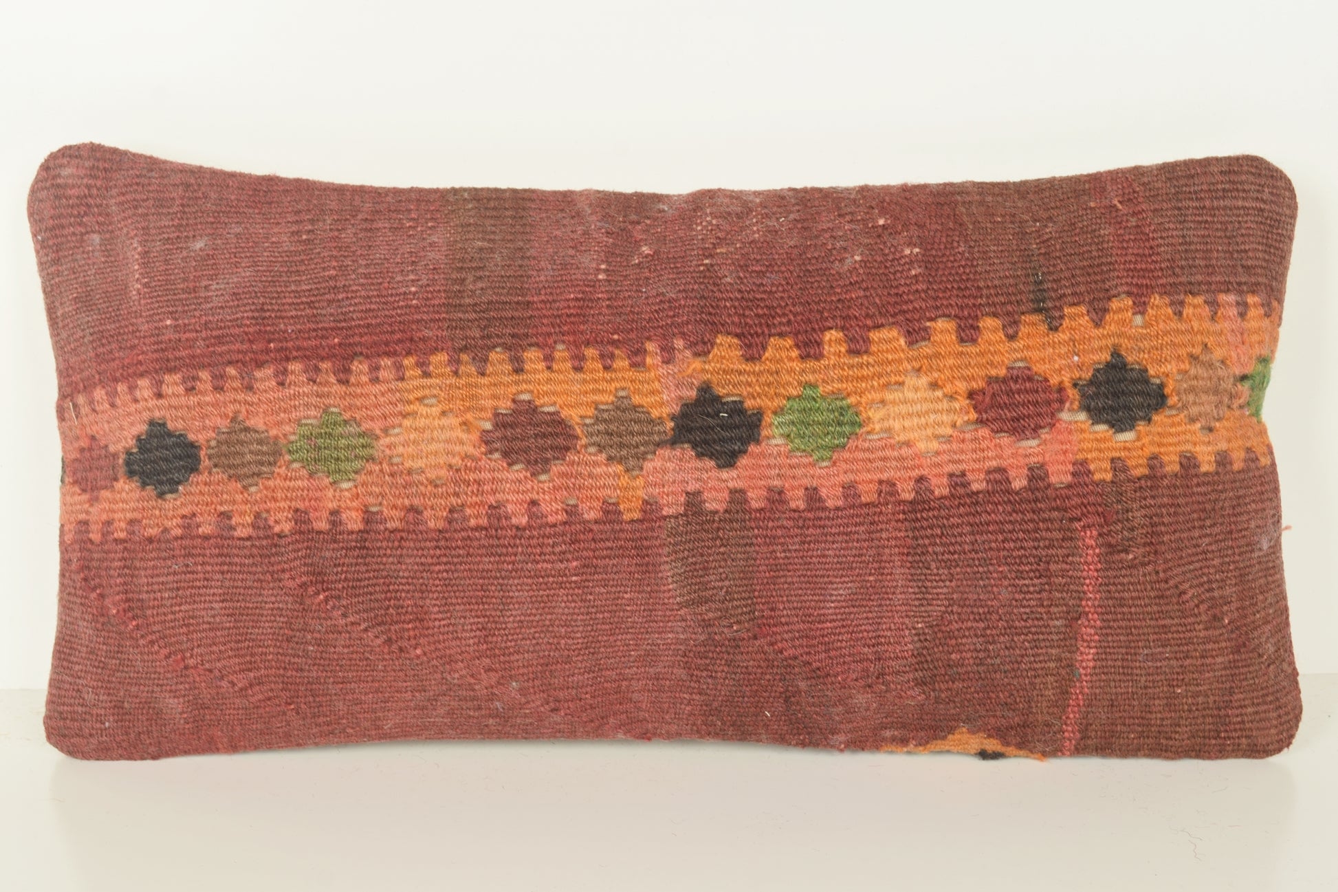 Turkish Lumbar Kilim Pillow Cover 10x20 " 25x50 cm. G00815