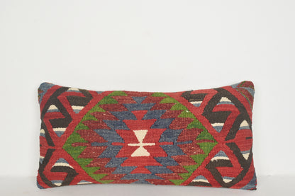 Vintage Turkish Kilim Rug Pillow Cover Cushion Case Sham 12x24 " 30x60 cm. F00315