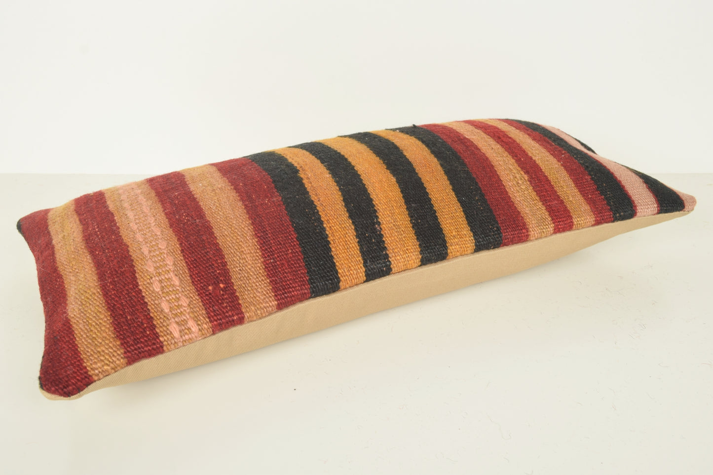 Turkish Lumbar Kilim Pillow Cover 10x20 " 25x50 cm. G01016