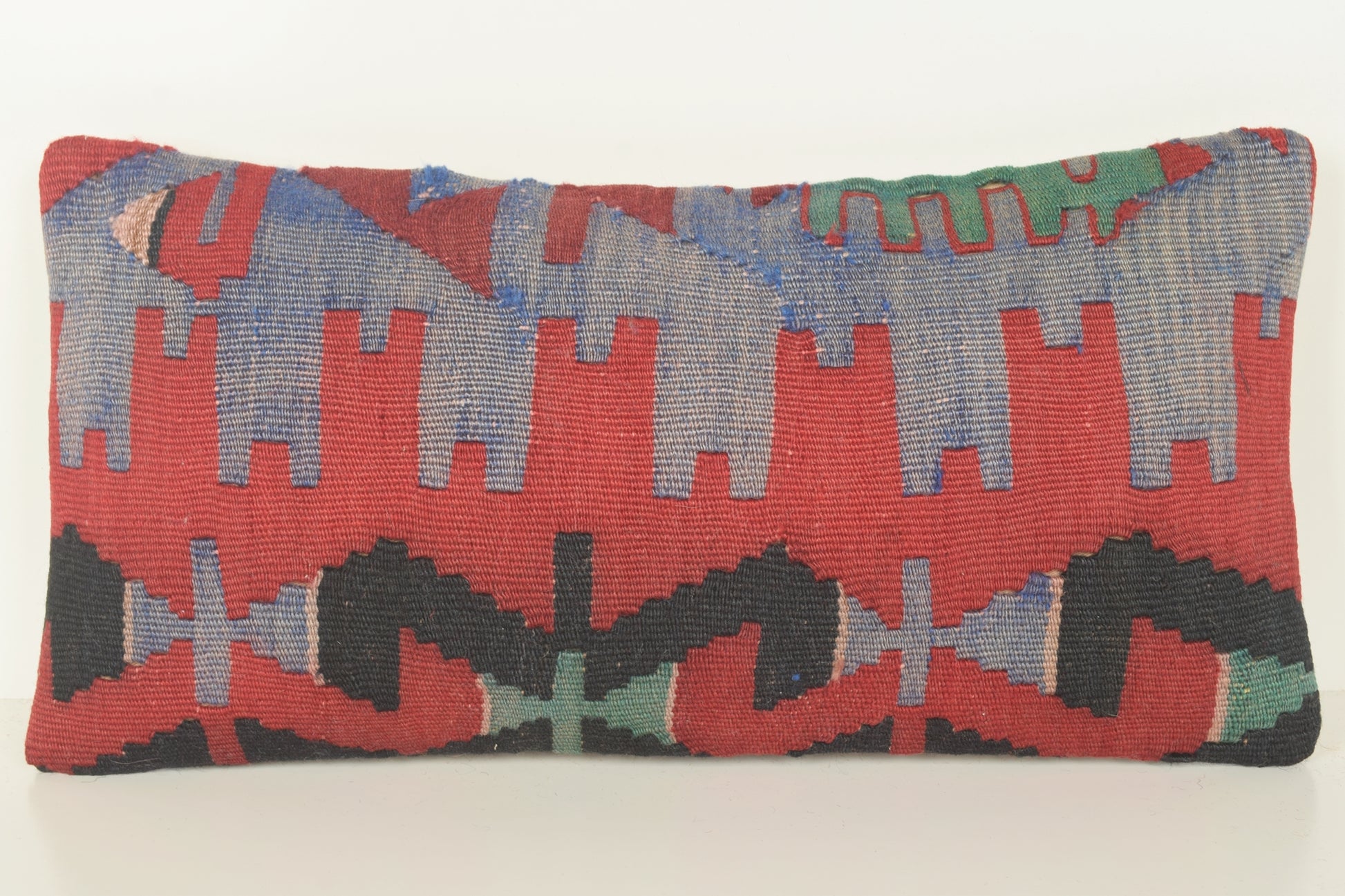 Turkish Lumbar Kilim Pillow Cover 10x20 " 25x50 cm. G00817