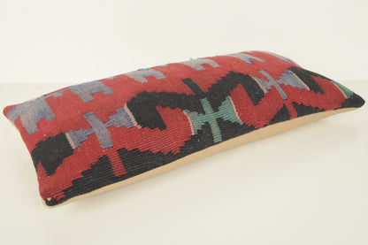 Turkish Lumbar Kilim Pillow Cover 10x20 " 25x50 cm. G00817