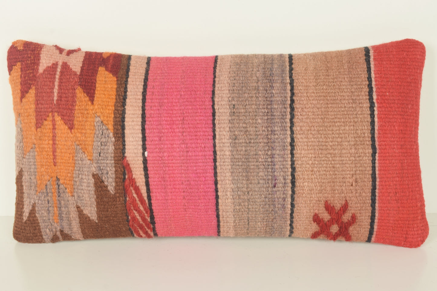 Turkish Lumbar Kilim Pillow Cover 10x20 " 25x50 cm. G00720