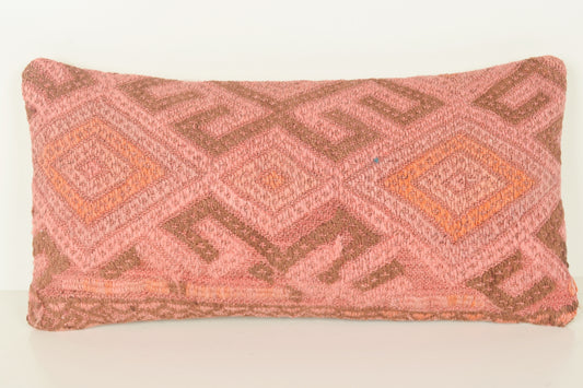 Turkish Lumbar Kilim Pillow Cover 10x20 " 25x50 cm. G00721