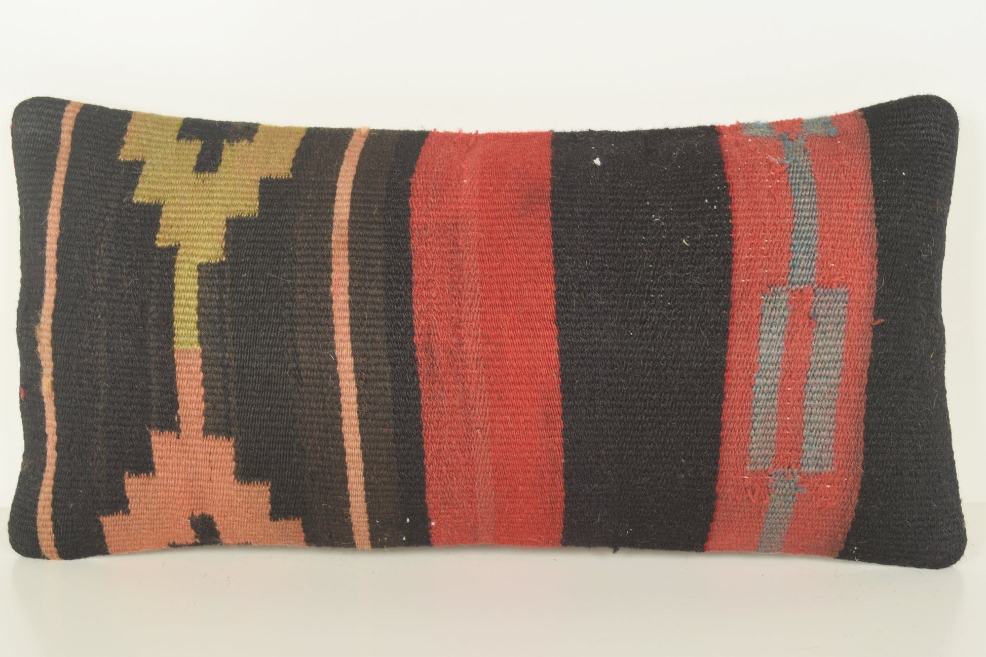 Turkish Lumbar Kilim Pillow Cover 10x20 " 25x50 cm. G00923