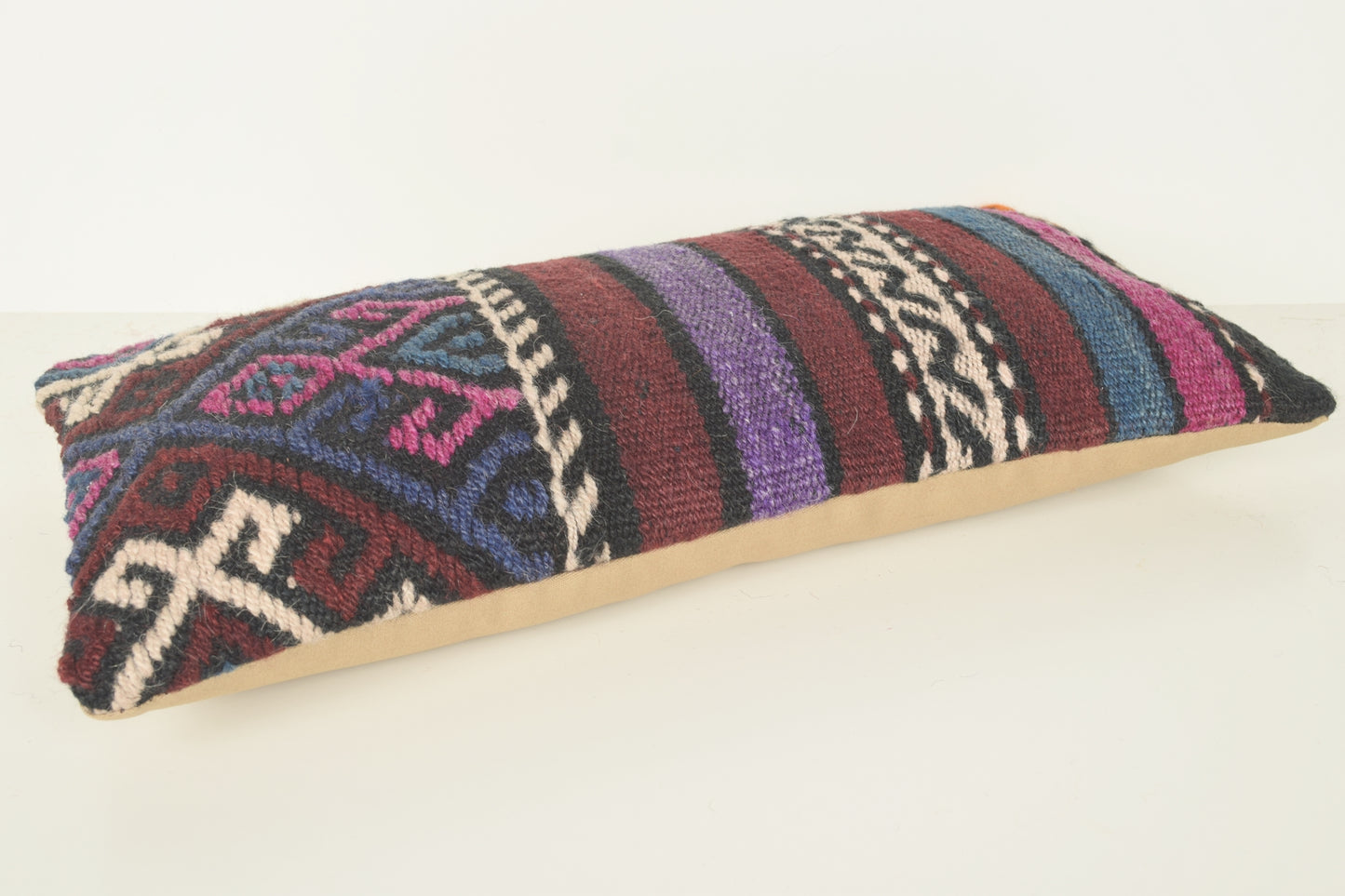 Turkish Lumbar Kilim Pillow Cover 10x20 " 25x50 cm. G00823