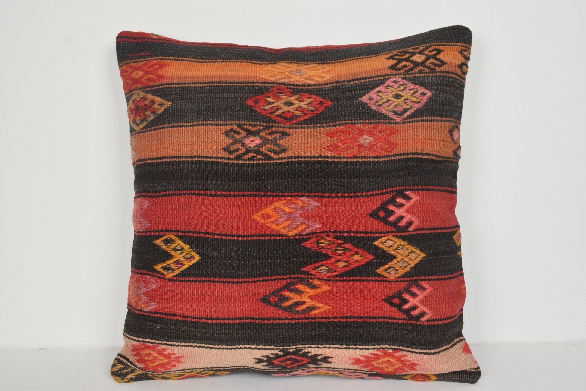 Handmade Kilim Cushion A00725 Bright cushion covers Mexican throw pillow cover 24x24