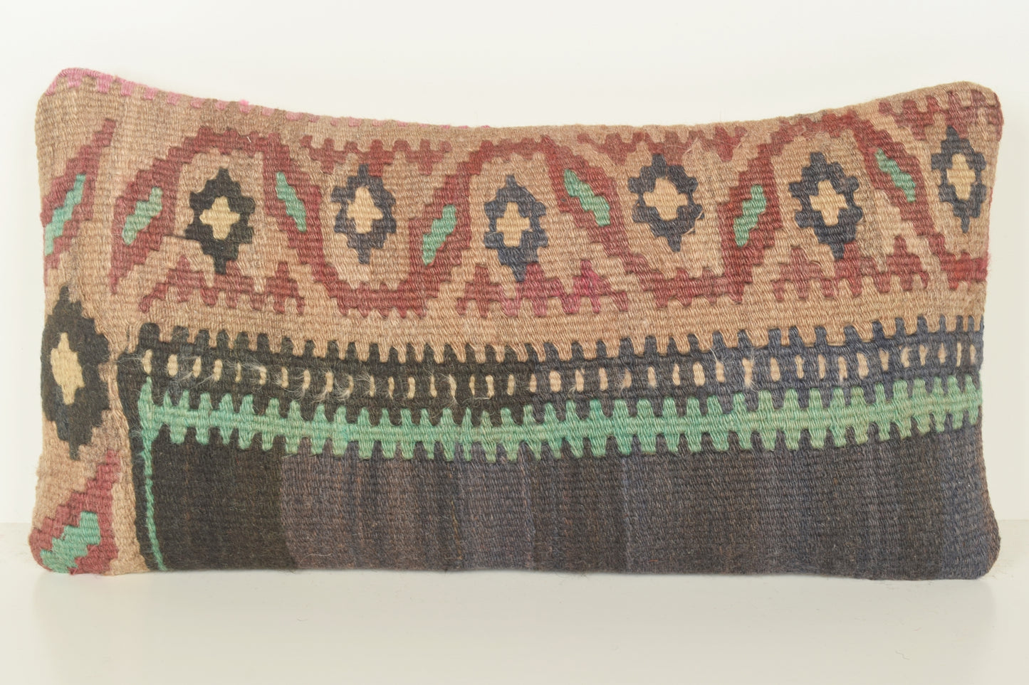 Turkish Lumbar Kilim Pillow Cover 10x20 " 25x50 cm. G00825