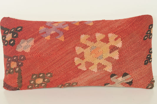 Turkish Lumbar Kilim Pillow Cover 10x20 " 25x50 cm. G00726