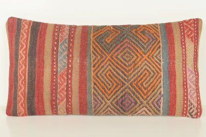 Turkish Lumbar Kilim Pillow Cover 10x20 " 25x50 cm. G00827