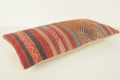 Turkish Lumbar Kilim Pillow Cover 10x20 " 25x50 cm. G00827