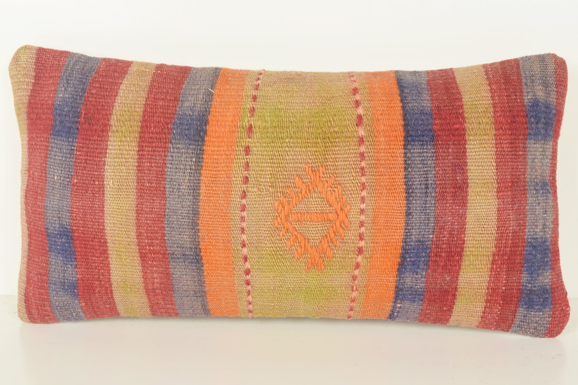 Turkish Lumbar Kilim Pillow Cover 10x20 " 25x50 cm. G00828