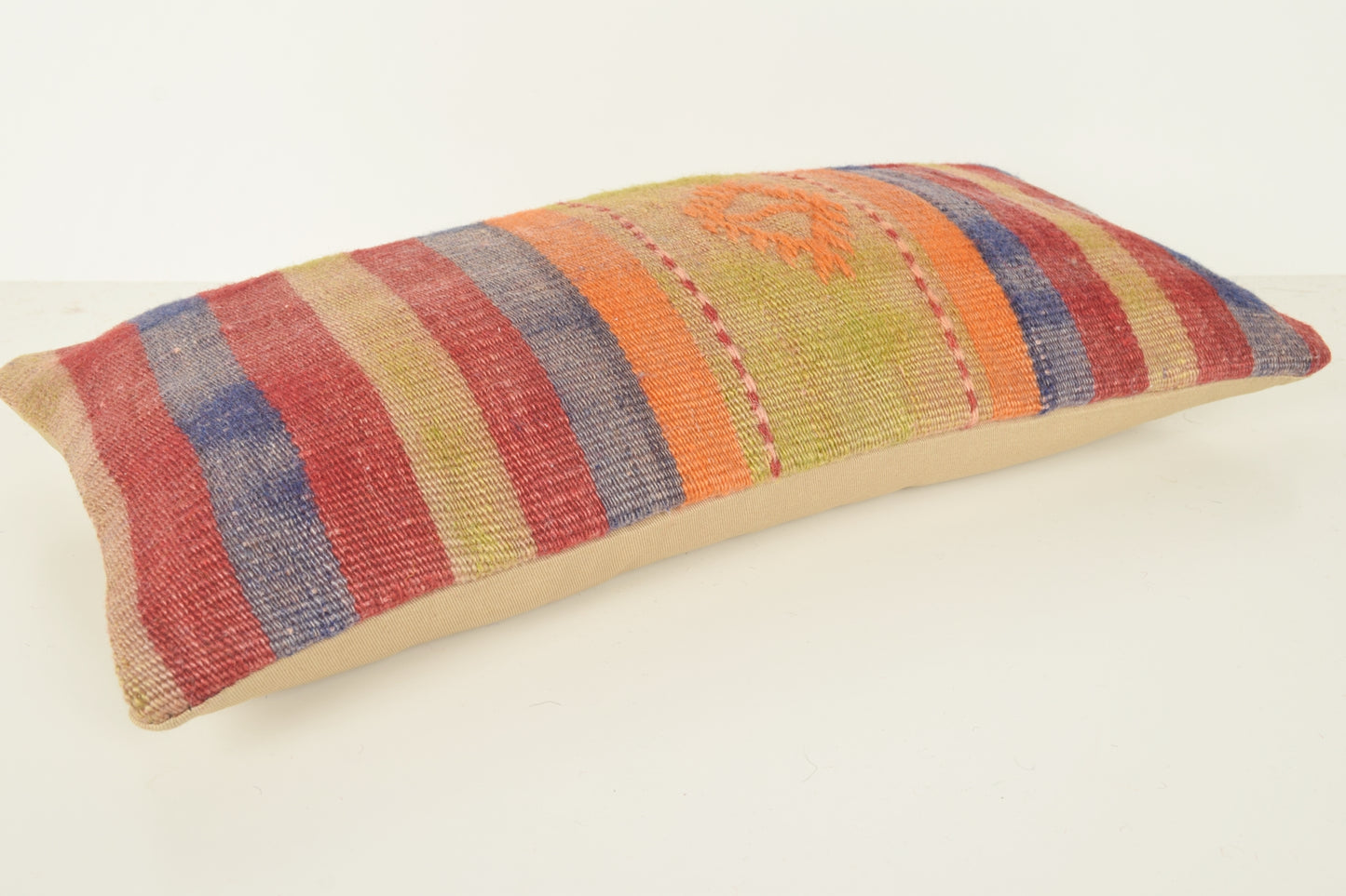 Turkish Lumbar Kilim Pillow Cover 10x20 " 25x50 cm. G00828