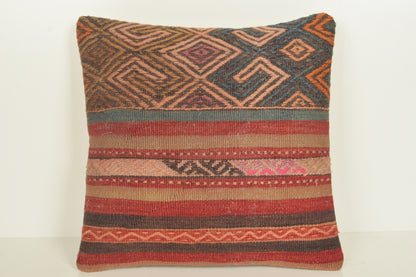 Turkish Kilim Pillow Cover 16x16 " 40x40 cm. D03330