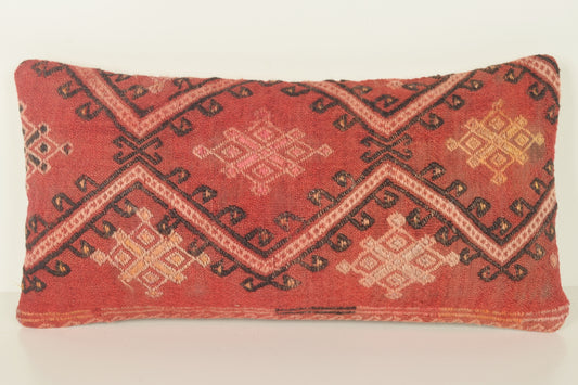 Turkish Lumbar Kilim Pillow Cover 10x20 " 25x50 cm. G00731