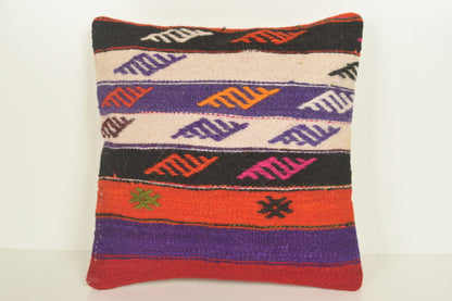 Turkish Kilim Pillow Cover 16x16 " 40x40 cm. D03333