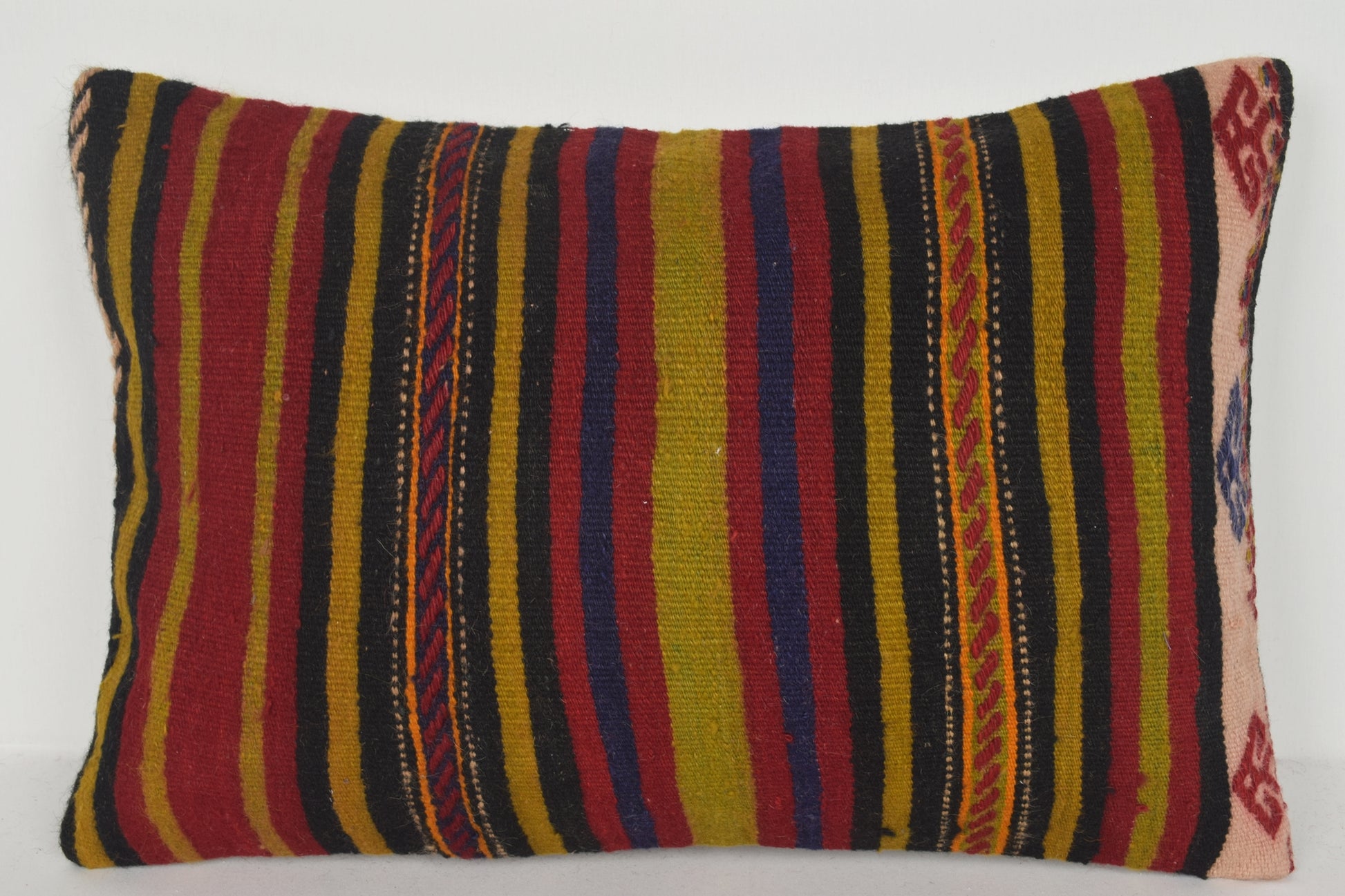 Bright Kilim Throw Pillow E00533 Lumbar Handiwork Seat Sofa Eastern