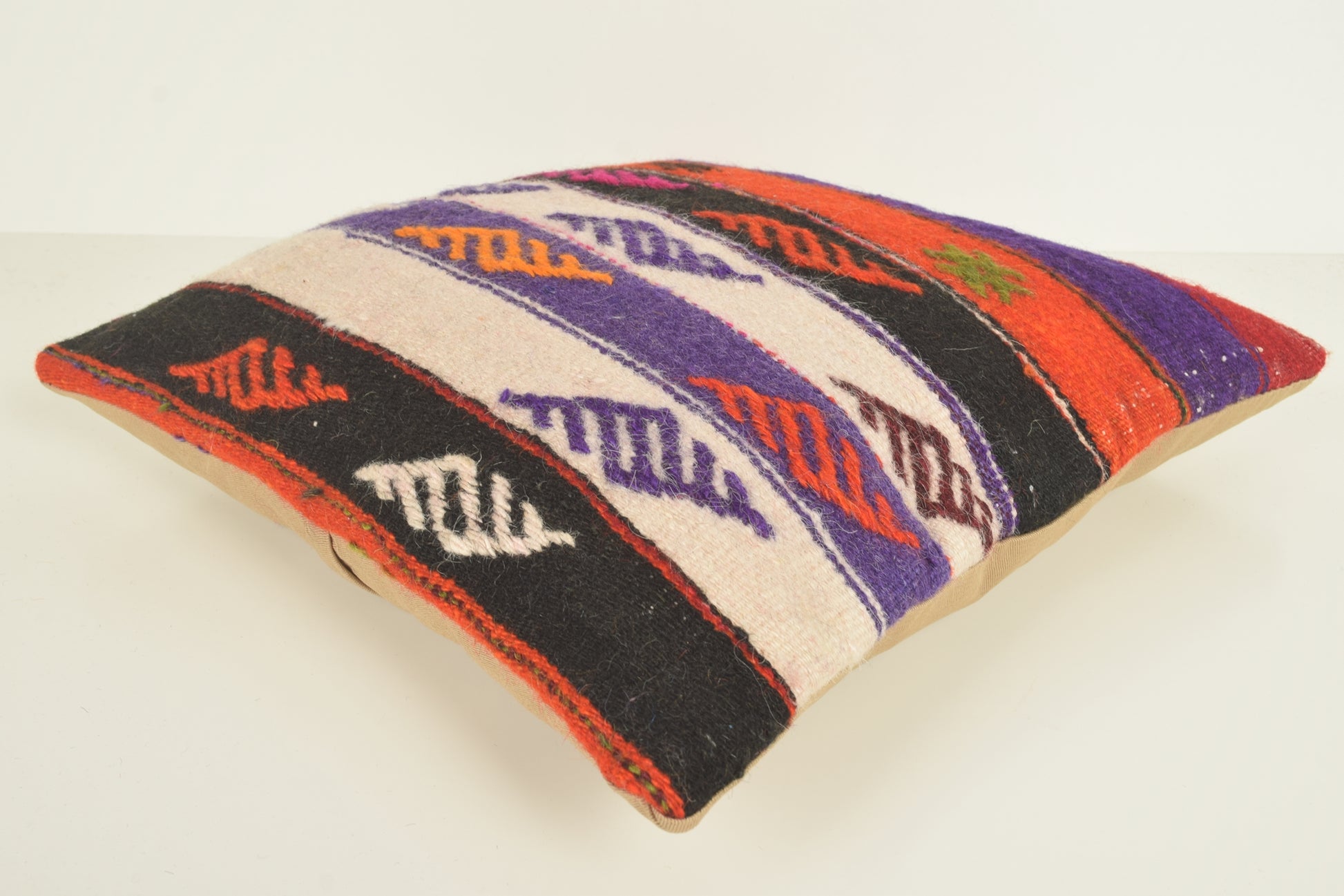 Turkish Kilim Pillow Cover 16x16 " 40x40 cm. D03333