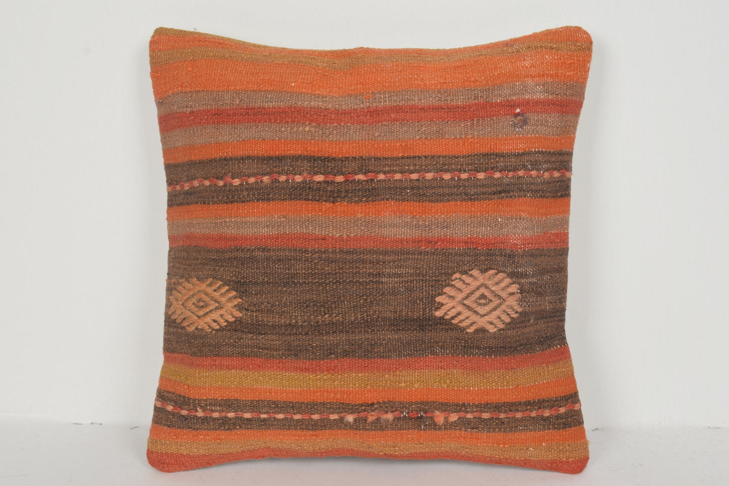 Turkish Kilim Pillow Cover 16x16 " 40x40 cm. D02034