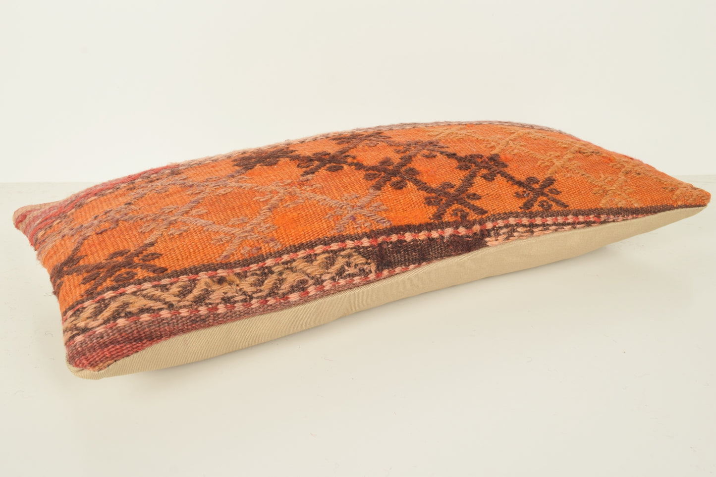 Turkish Lumbar Kilim Pillow Cover 10x20 " 25x50 cm. G00834