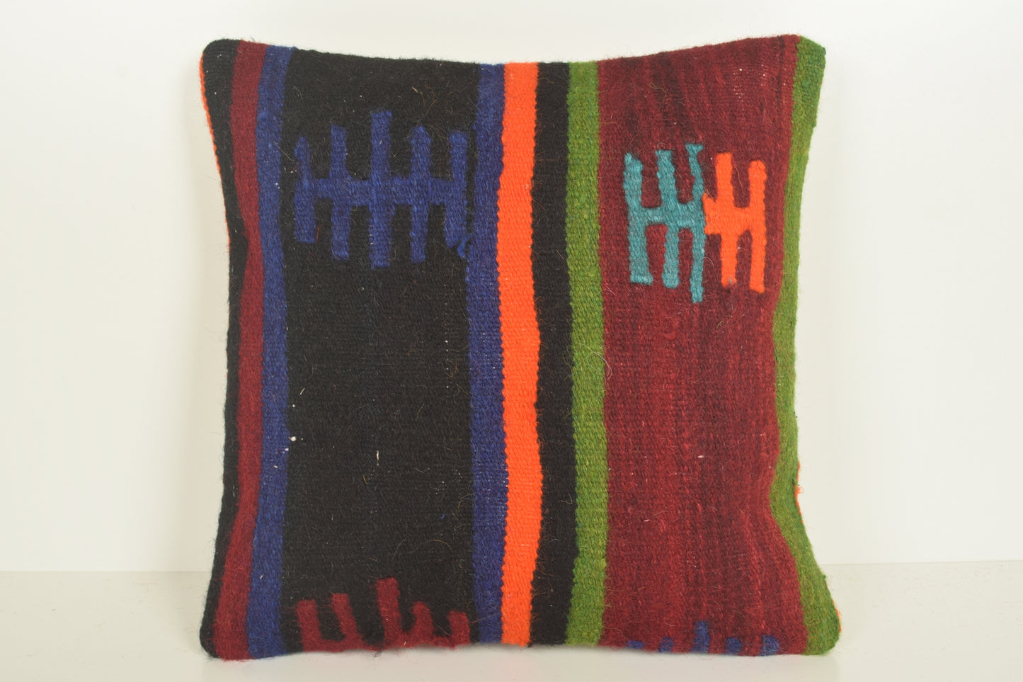 Turkish Kilim Pillow Cover 16x16 " 40x40 cm. D03335