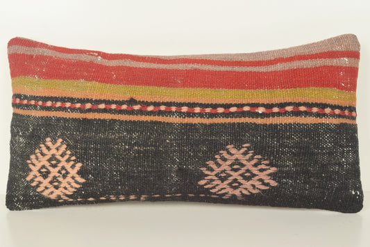 Turkish Lumbar Kilim Pillow Cover 10x20 " 25x50 cm. G00836