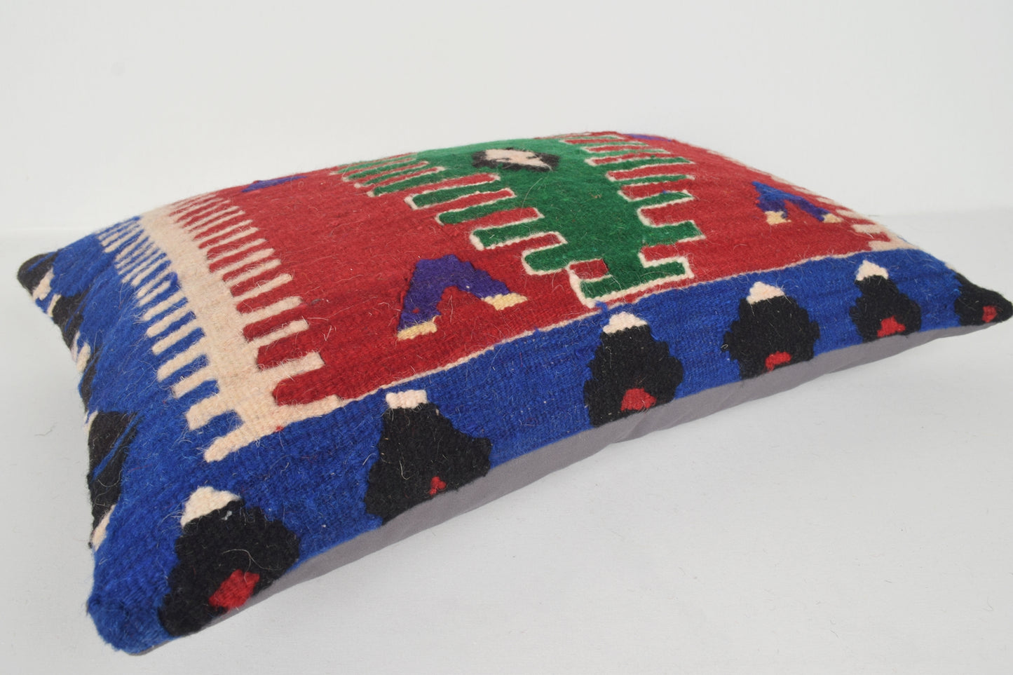 Green Kilim Pillow Covers E00337 Lumbar Hand woven Art Reasonable Big