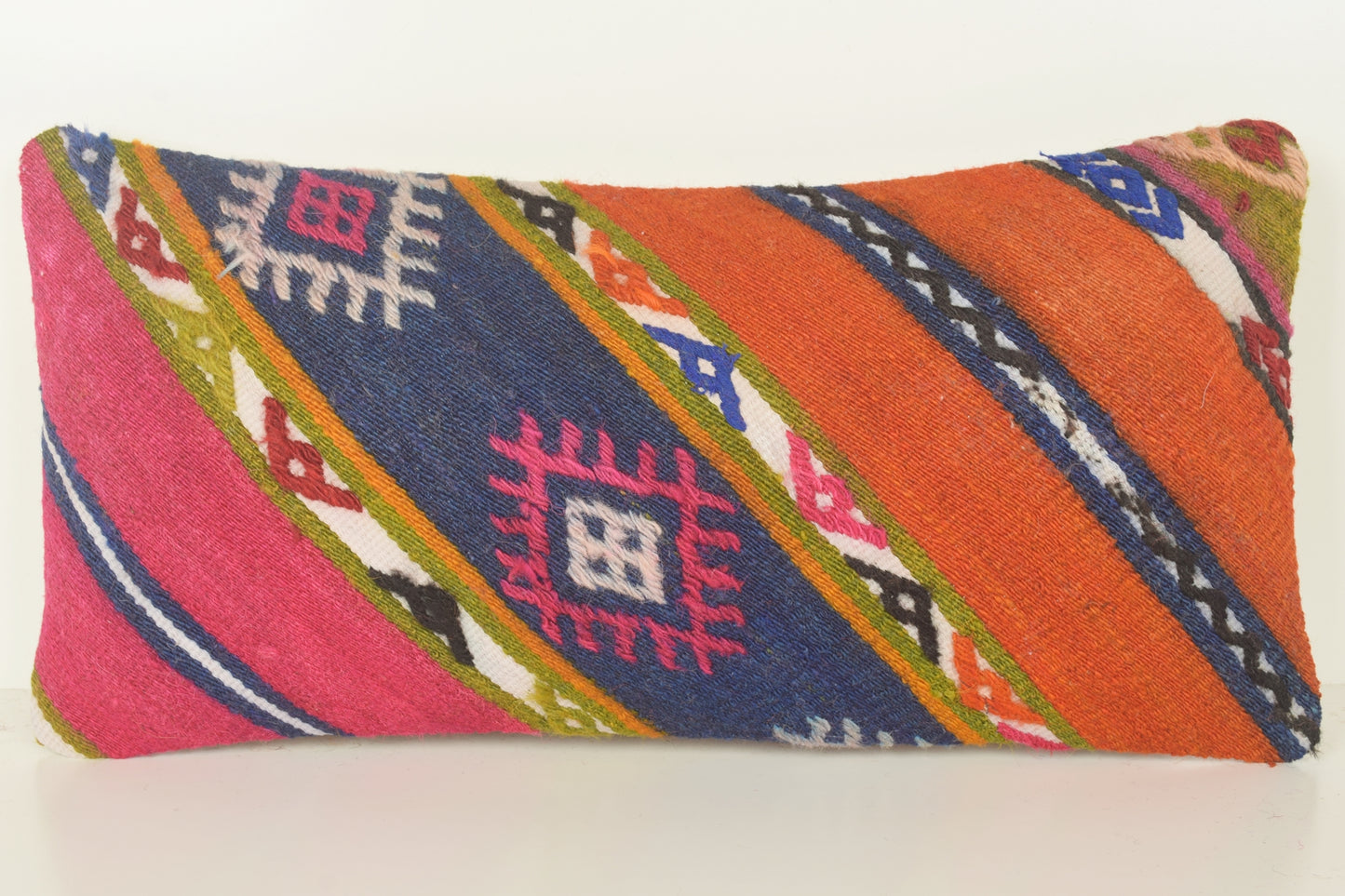 Turkish Lumbar Kilim Pillow Cover 10x20 " 25x50 cm. G00840