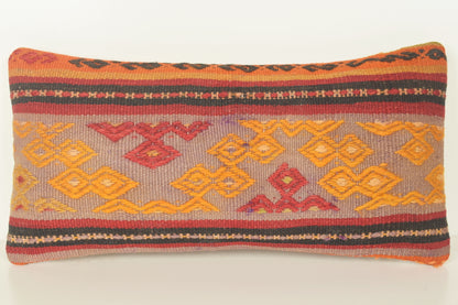 Turkish Lumbar Kilim Pillow Cover 10x20 " 25x50 cm. G00841