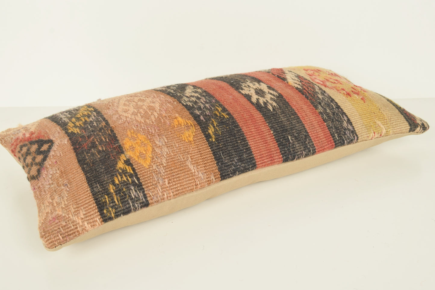 Turkish Lumbar Kilim Pillow Cover 10x20 " 25x50 cm. G00941