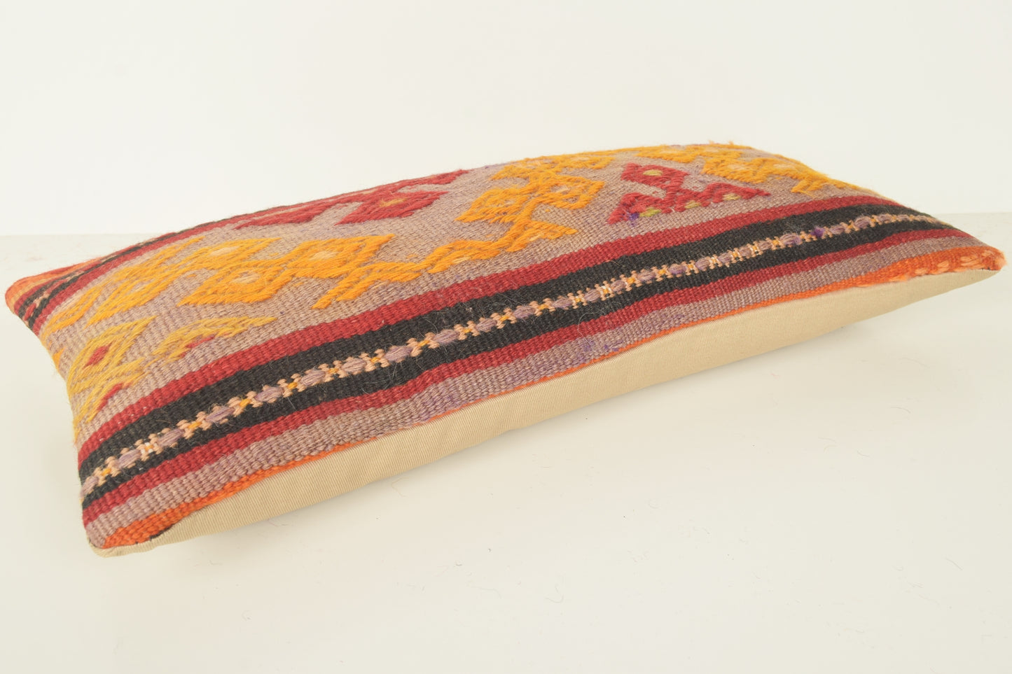 Turkish Lumbar Kilim Pillow Cover 10x20 " 25x50 cm. G00841