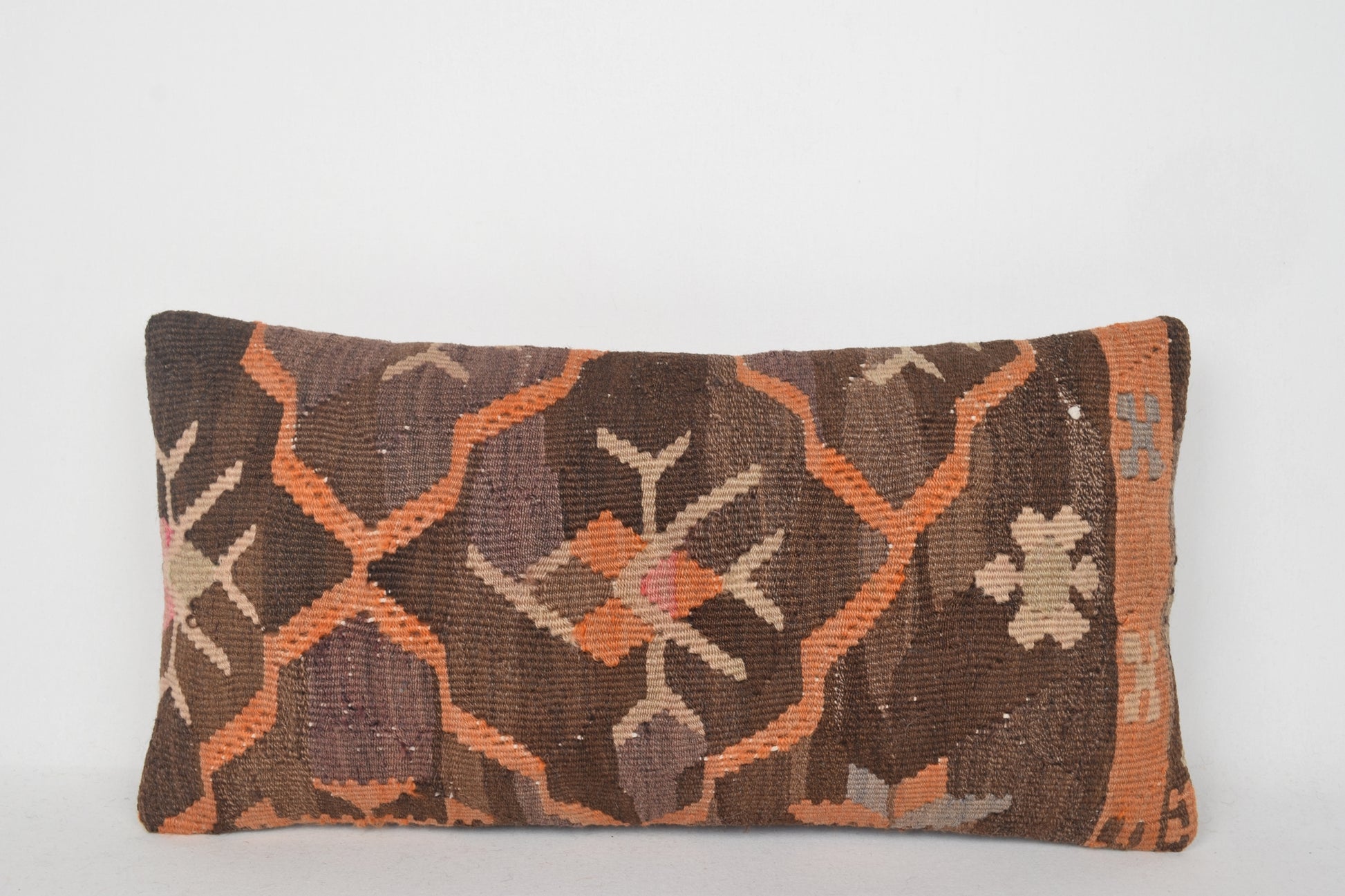 Lumbar Kilim Cushions Etsy, Pink Kilim Rugs UK Pillows F00142 12x24 " - 30x60 cm.