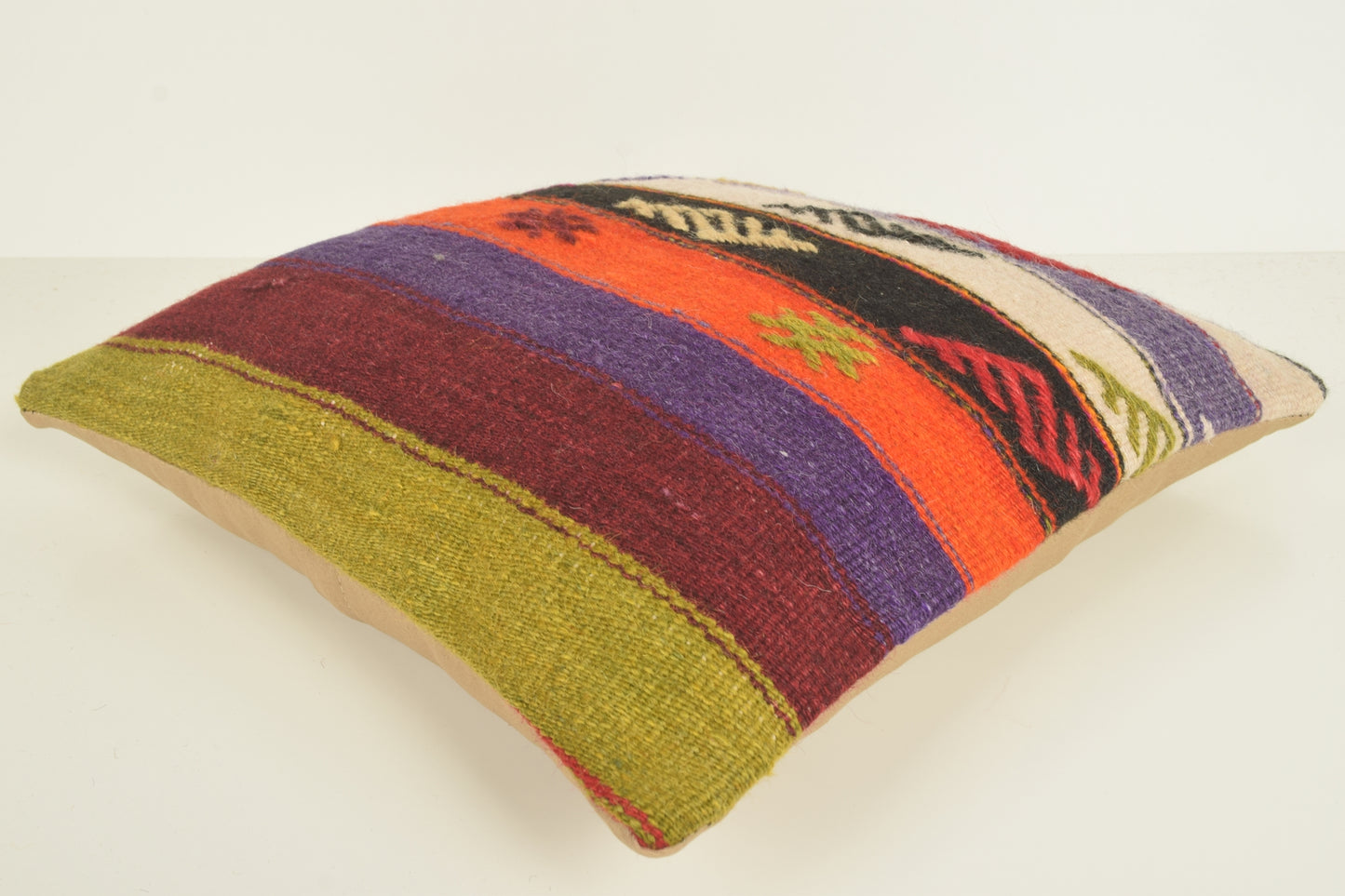 Turkish Kilim Pillow Cover 16x16 " 40x40 cm. D03342