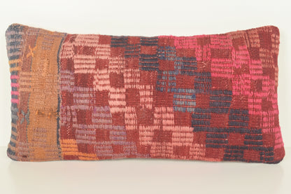 Turkish Lumbar Kilim Pillow Cover 10x20 " 25x50 cm. G00944