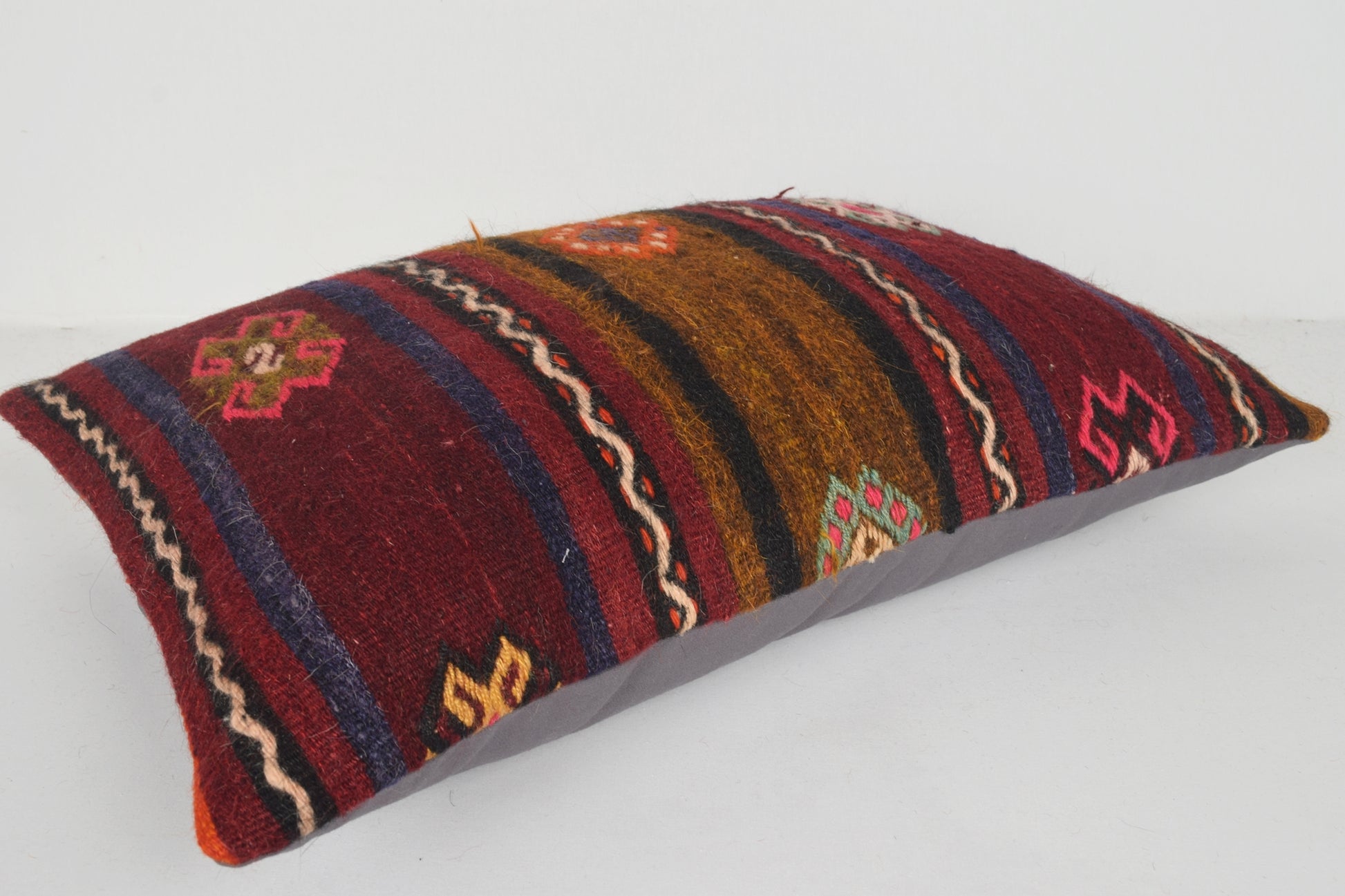 Turkish Floor Pillow E00444 Lumbar Big Nomad Boho Woollen Fabric