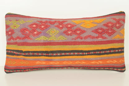 Turkish Lumbar Kilim Pillow Cover 10x20 " 25x50 cm. G00846