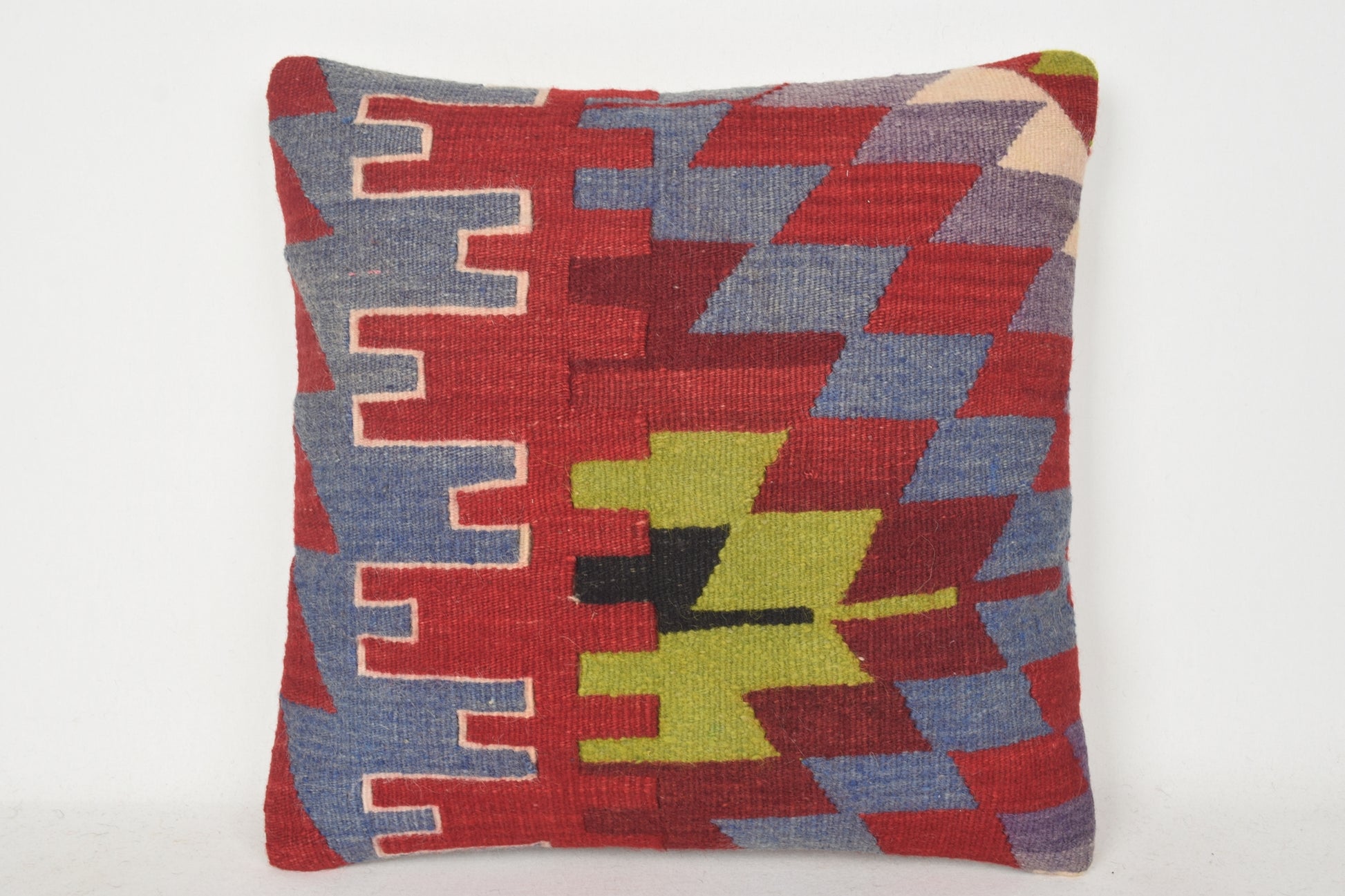 Red Blue Green Kilim Rug Pillow C00346 18x18 " - 45x45 cm.