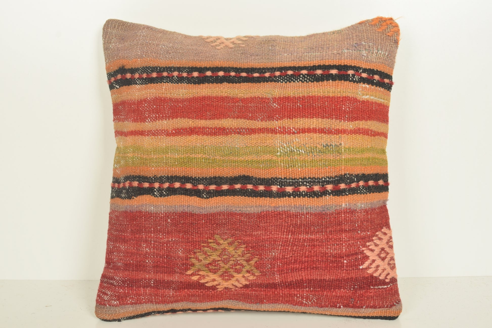 Turkish Kilim Pillow Cover 16x16 " 40x40 cm. D03346